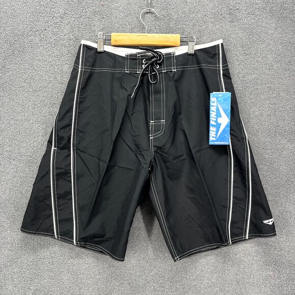 The Finals Shorts Mens 30 Black Solid Board Hook and loop Swimwear - Picture 1 of 16